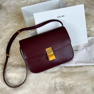 Celine Box Bag Medium Burgundy